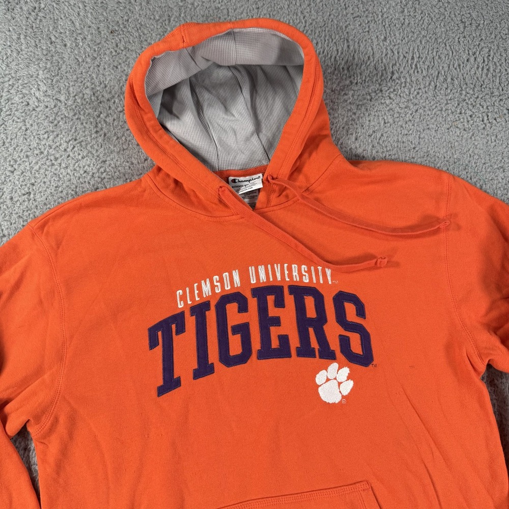 Clemson Tigers Hoodie Mens Large Orange NCAA College Football‎ Pullover Champion
